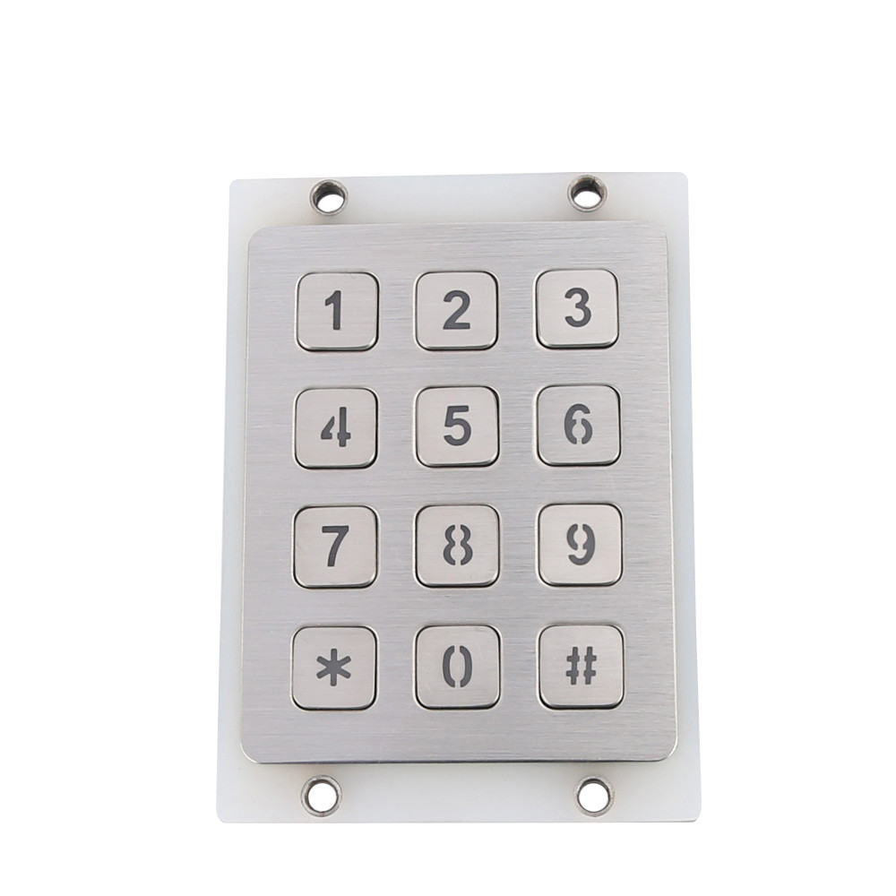 Factory supply 3X4 matrix higher quality aluminum keypad piezo keypad with 12 flat keys