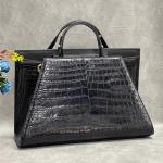 Authentic Crocodile Belly Skin OL Lady Large Working Purse Female Handbag