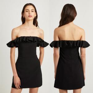 Wholesale Fashion Black Off Shoulder Dress Sexy Ladies Ruffle from china suppliers