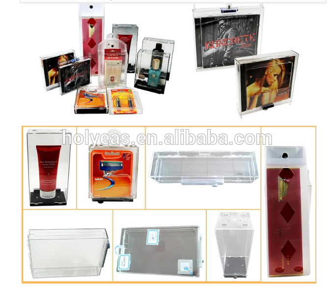 Security Shoplifting Transparent PC Safer Box Magnetic Lock Safer Box for Lipstick Cosmetic EAS Safer Box
