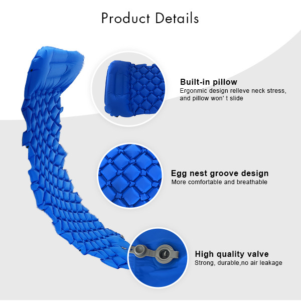 Egg Groove Shaped Outdoor Sleeping Mat With Pillow Folding Sleeping Mat Camping