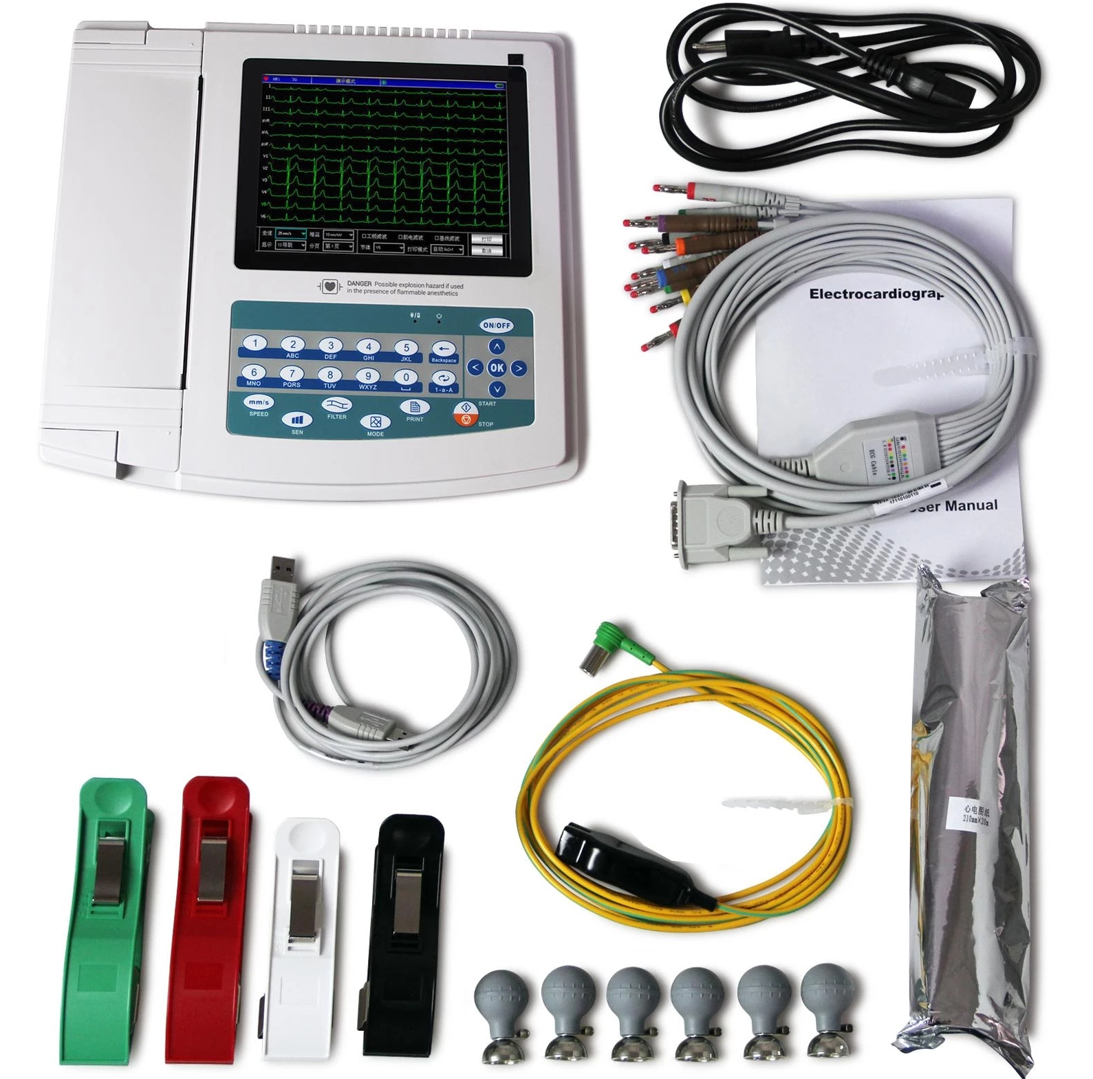 3 6 12 Channel ECG Machine Digital EKG Cardiograph for Hospital Cheap Price
