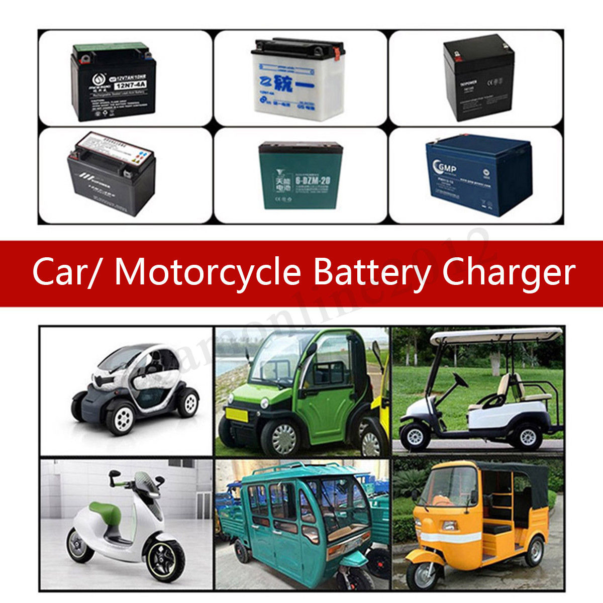 Wet Lead Acid 12V 8A LCD Display Battery Charger Pulse Repair For Car Motorcycle