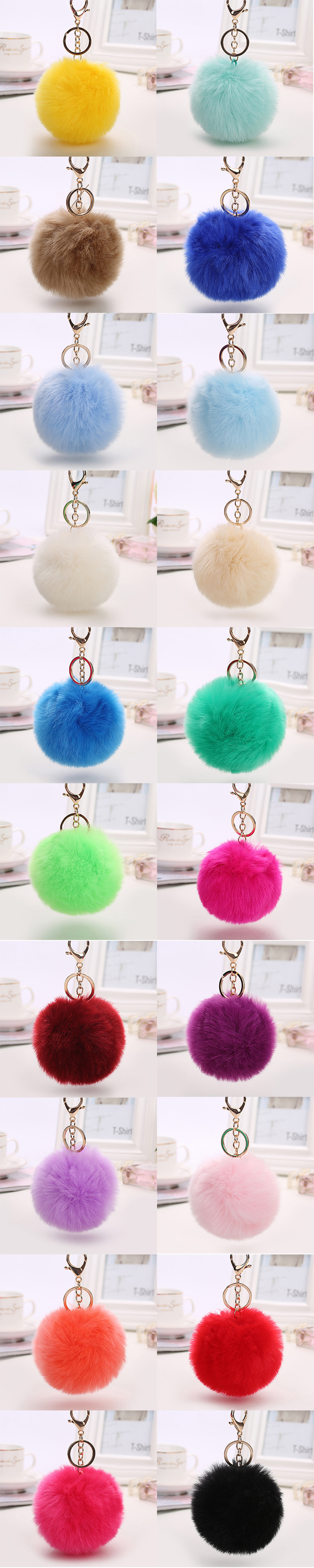 Faux Big Fluffy Pom Pom Keyring 20g Weight Multicolor 4.7in Tall