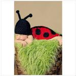 flower red black ladybug cartoon baby hat cap cotton handmade Baby Photography