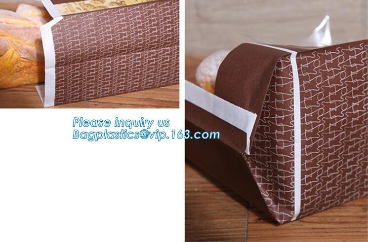 zipper. ziplock, Custom printed paper bread bags use for food packaging,Open Top Kraft Paper Laminated Foil Lined Flat B