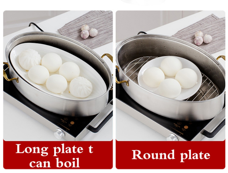 Multi Purpose Cooking Stainless Steel Fish Steamer Thickened