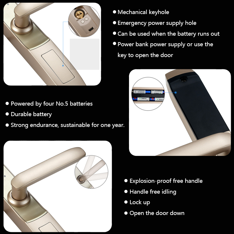 Digital Door Lock Zinc Alloy S875 Smart Fingerprint Glass Door Lock With Tuya APP