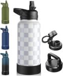 32 oz Insulated Water Bottle With Straw, Stainless Steel Sports Water Cup Flask
