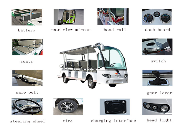 Red Color Tourist Electric Sightseeing Car With 14 Seats Battery Operated