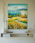 Framed Palette Knife Oil Paintings , Seascape Oil Paintings For Modern