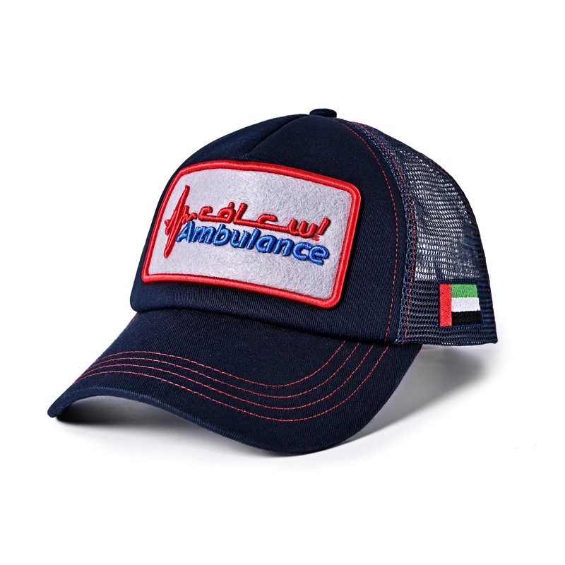 100% Polyester Mesh Trucker Caps With Velcro Patch Curved Brim