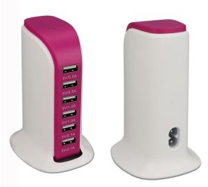 Wholesale American 6 Port USB Wall Charger 2100mA , High Speed USB Home Charger from china suppliers