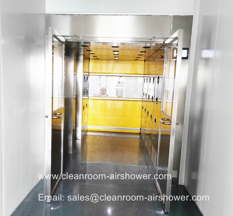 Air Shower for Persons and materials with 4 doors controlled by PLC and touch screen