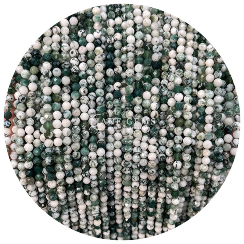 Gems Bead Natural Crystal Faceted Round Shape Small Dalmatian Jasper Ruby Zoisite Loose Bead Strands for Bracelets