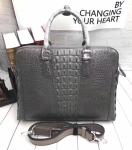 Genuine Crocodile Skin Men's Gray Laptop Briefcase Handbag Authentic Real