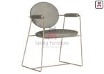 201 Stainless Steel Soft Armrest Dining Chair , Hotel Furniture Chairs Brown