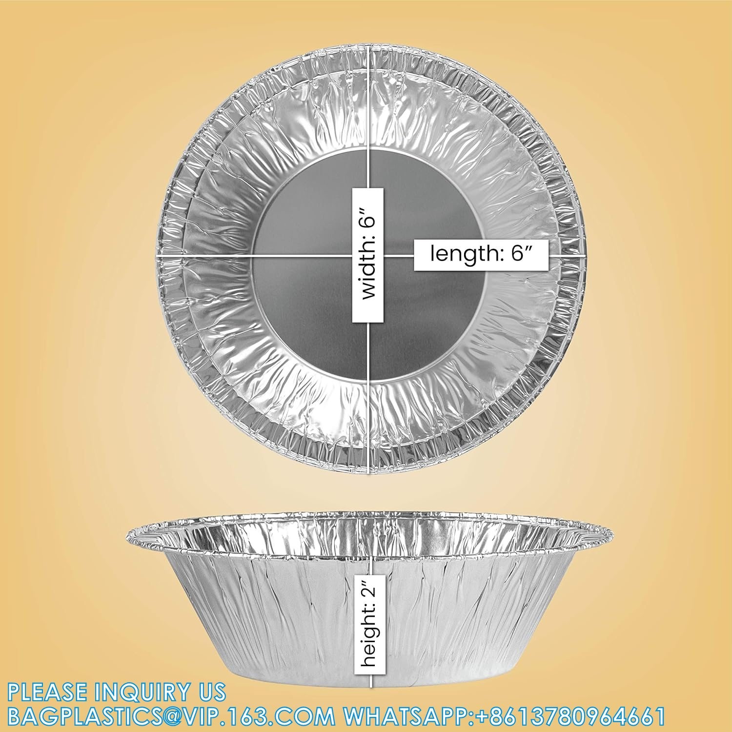 6.5'' Inch Round Tin Foil Pans Disposable Aluminum, Freezer & Oven Safe - For Baking, Cooking, Storage, Roasting