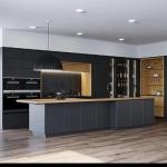 Custom Luxury Wood Grain MDF Moisture-Resistant Frameless Kitchen Cabinets Dubai