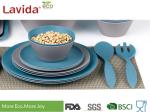 Blue And Gray Bamboo Fiber Dinnerware , Natural Plant Fibre Printed Bamboo