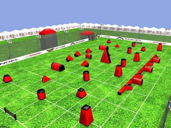 Commercial Inflatable Sports Games , PVC Tarpaulin Inflatable Paintball Field