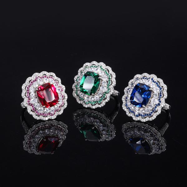 925 Sterling Silver Simulated Gemstone Jewelry Created Emerald Ruby Sapphire
