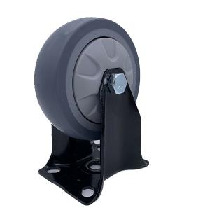 Wholesale 5 Inch Grey Rigid Fixed Soft Rubber Industrial Caster Wheels from china suppliers