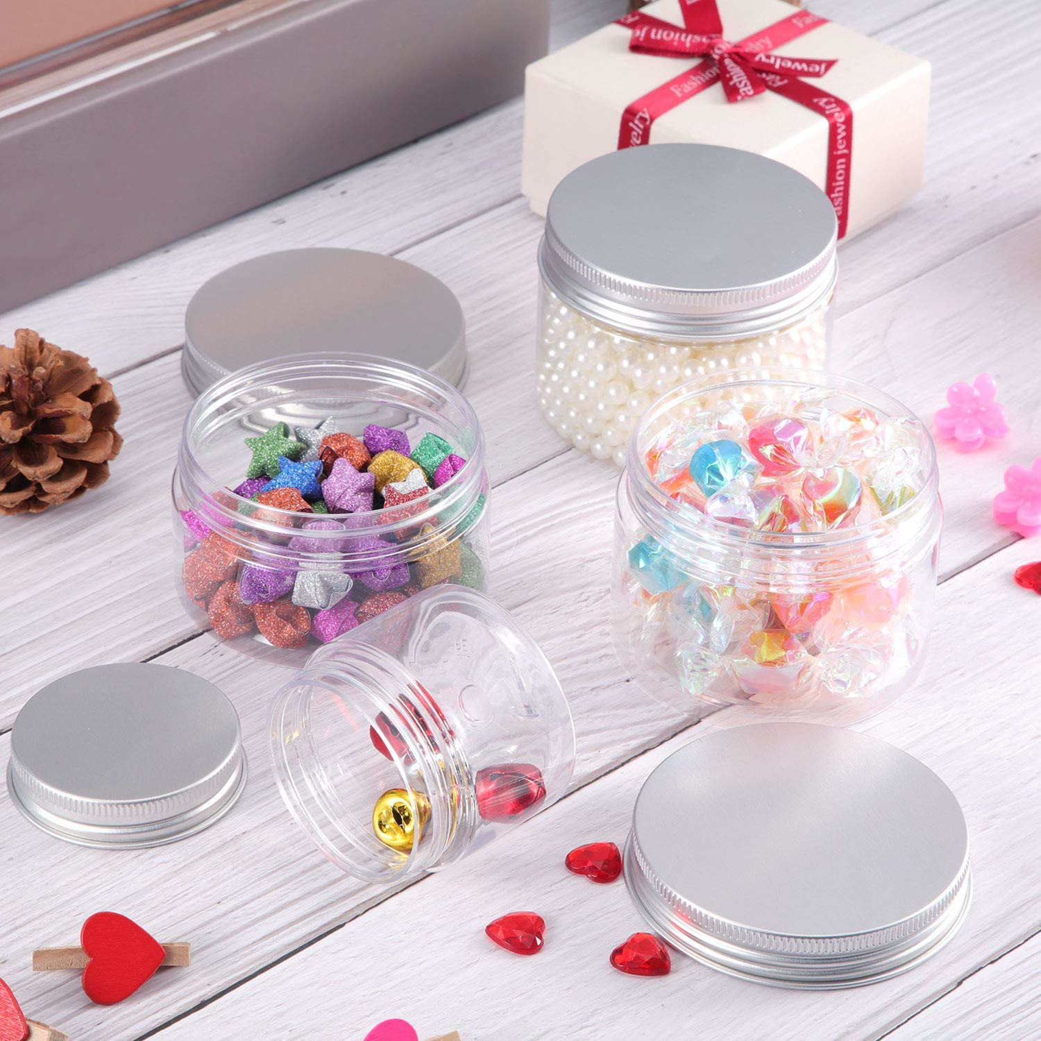 Aluminum Silver Lids Empty Lotion Jars 4 Oz Cosmetic Airless Cream Jar