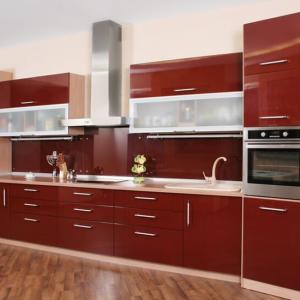 Wholesale Beautiful Red Lacquer Kitchen Cabinets , MDF Wood Panel Pine Kitchen Cupboards from china suppliers