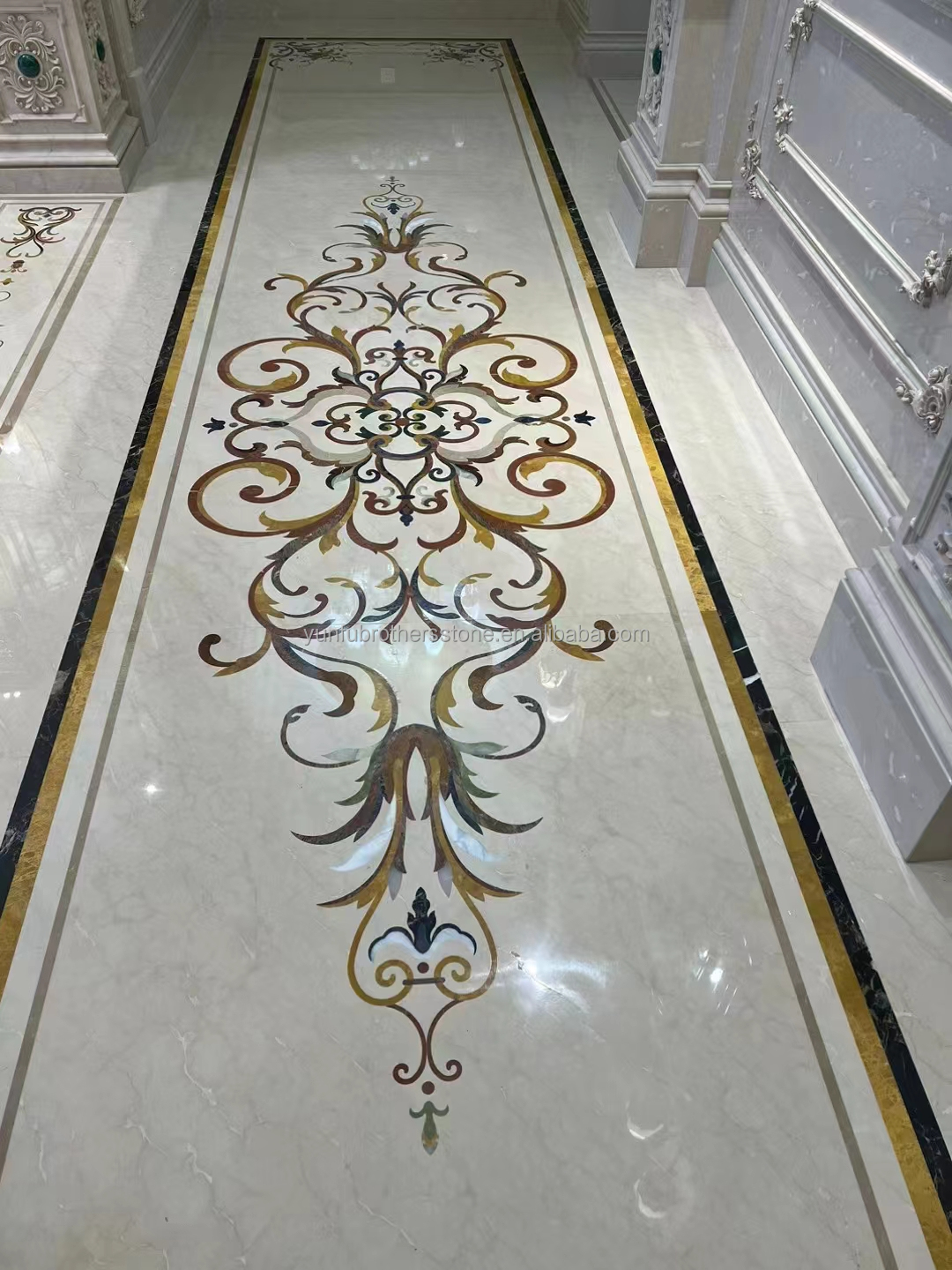 Customized Cut-To-Size Water Jet Marble Inlay Medallion for Modern Villa and Hotel