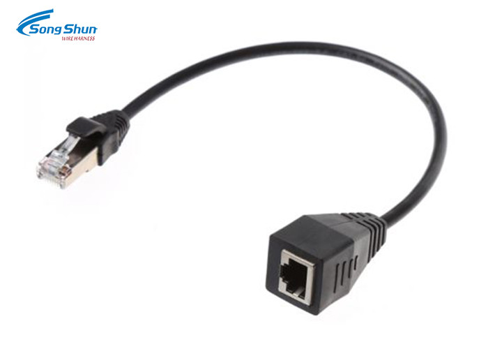 LAN Network Patch Cord Custom Black SFTP Cat 6 24AWG Bare Copper Conductor