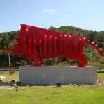Large Outdoor Spray Painted Steel Cow Metal Sculpture For Decoration By Highway