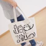 Printed Cartoon Womens Canvas Tote Bags , Portable Big Shoulder Bags