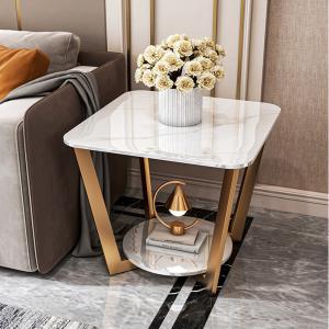 Wholesale Stainless Steel SS Edge Sofa Side Table Marble Top No Storage from china suppliers