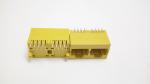 Yellow 2 Port RJ45 Female Jack 180 Degree 8 Pin Without Transformer LED