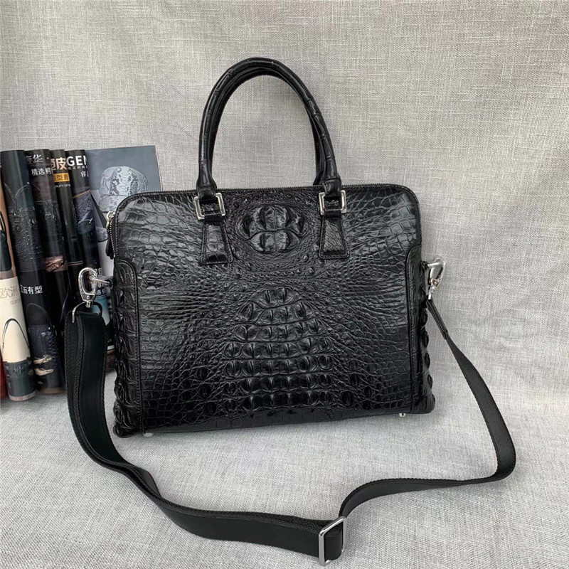 Authentic Crocodile Skin Businessmen Briefcase Laptop Handbag Genuine Exotic Alligator Leather Male Large Shoulder Bag