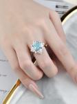 Pricess Cut 3ct VS Synthetic Blue Diamond Rings 18k White Gold Lab Grown