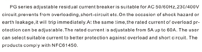 PG 230V/400V RCBO residual current circuit breaker Differential Current Circuit Breaker with Overcurrent Protection