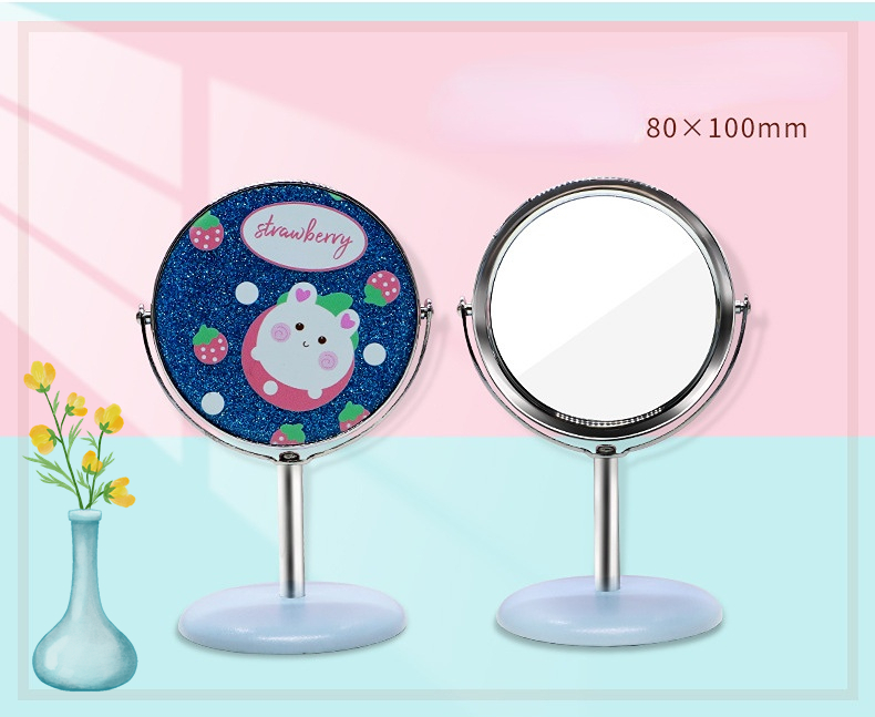 Custom packing Cute Small Table Top Travel Cosmetic Standing Espejo Makeup Desk Mirror