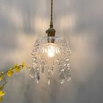 Retro Brass Industrial Length 23CM Glass Pendant Light For Restaurant