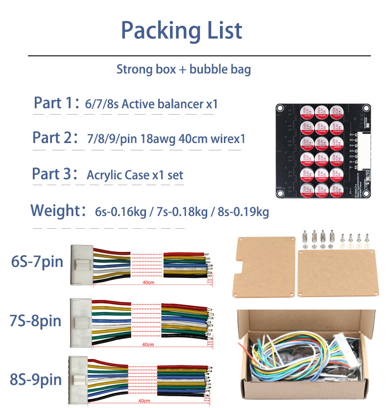 Enerkey 5A 6S 7S 8S Active Balancer with Acrylic Plate Li-ion/Lto/Lifepo4 Battery Equalizer for Electric Tricycle