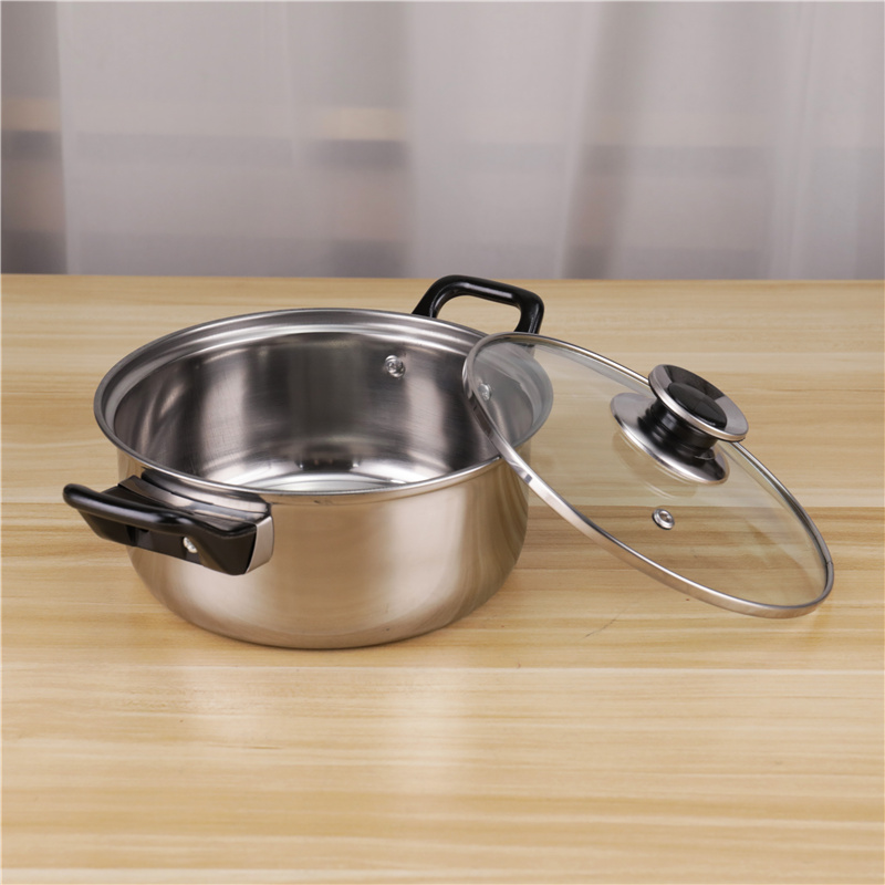 Family Kitchen Cooking Pot Cookware Set 12pcs Stainless Steel 410 Cookware Set with Black Handle
