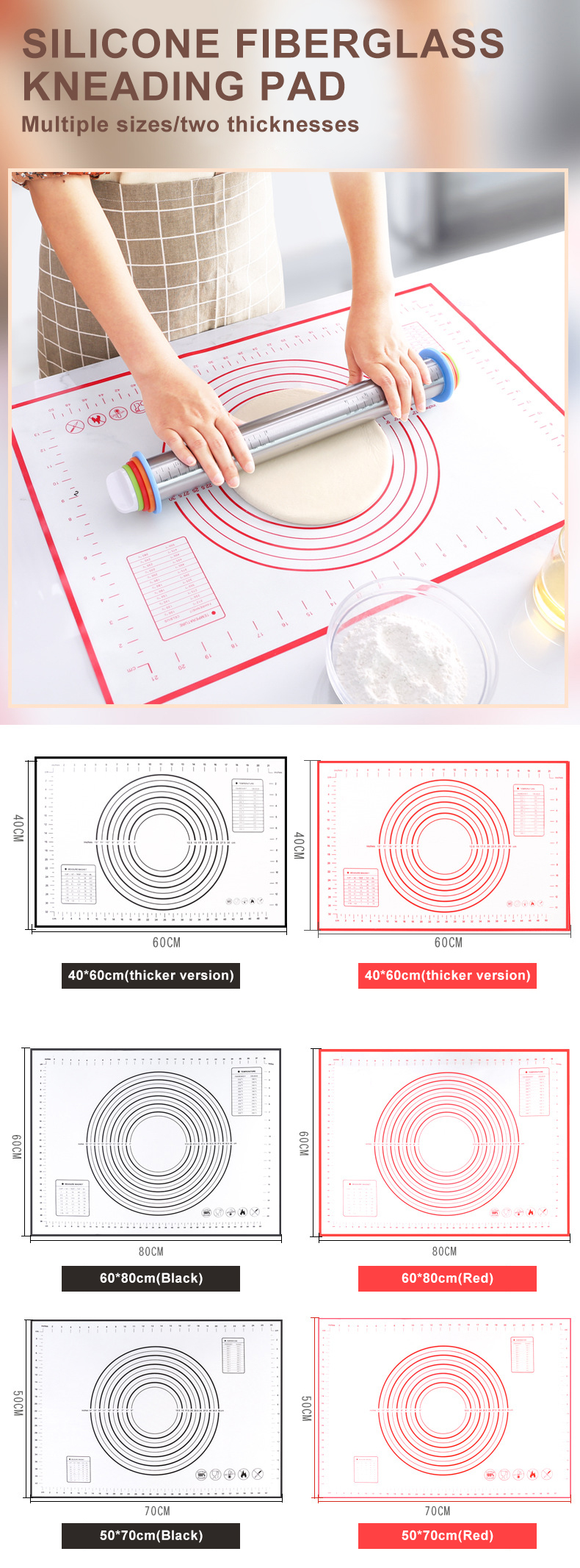 OEM Logo Silicone Baking Mat With Circles