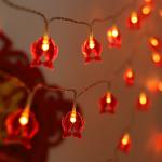 Traditional Knot Red Hanging Lantern LED String Light Battery Operated Party