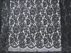Wholesale Cotton Nylon Rayon Floral Corded Lace Mesh Fabric Black Eco Friendly SGS BV ITS from china suppliers