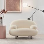 Italian Minimalist Modern Fabric Sofa Set Curved Armrests Leisure Single Sofa