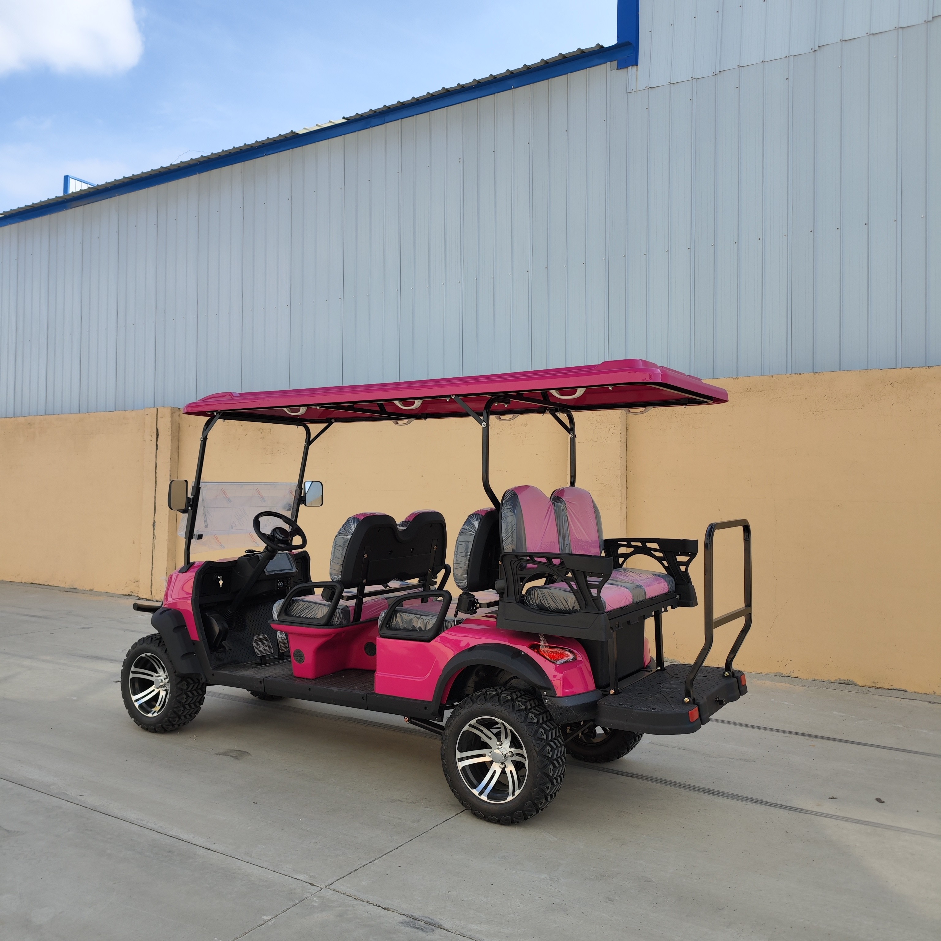 6 Seater Electric Golf Cart 72V Pink Lithium Off Road Street Legal Utility Custom Maximum Travel Speed 45km/h