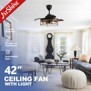 Wholesale 42 Inches Farmhouse E27 Modern LED Invisible Ceiling Fan Retractable Blade Ceiling Fan Lights from china suppliers