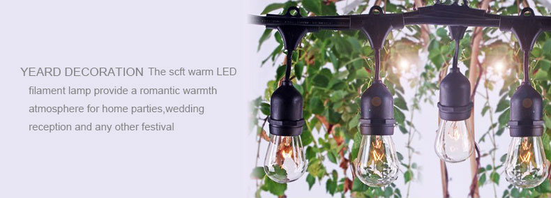 Christmas Waterproof connectable serial led string lights 48FT Outdoor String Lights E26 E27 S14 Edison Bulb included