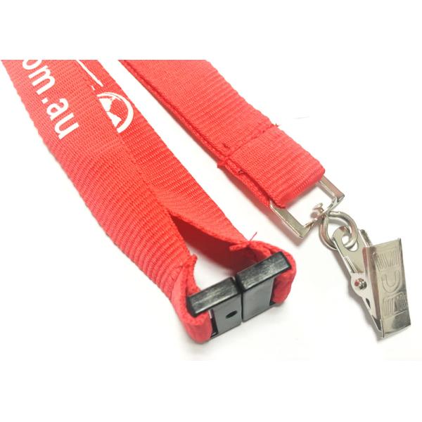 Customized Polyester Id Card Lanyards With Bulldog Clips / Plastic Buckles